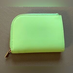 Mansur Gavriel Compact Zip Wallet in Mint Green Leather